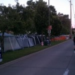 The scene outside Rosenblatt Stadium Day 1 of the CWS