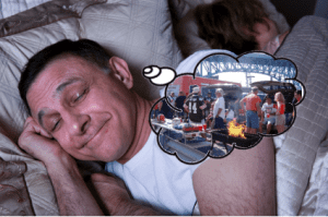 Man dreaming about tailgating