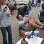 Double Beer Bong while tailgating