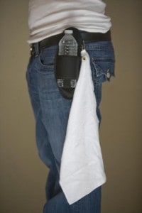 Black Plain beer holster with towel