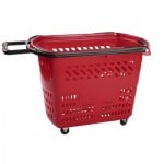 small burgundy rolling tailgating basket