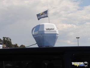 DISH Tailgater on roof of van at Qualcomm Stadium prior to the San Diego Chargers game
