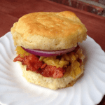 Hoosier BBQ Ham on Cornbread Biscuits With Country Relish