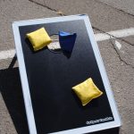 Cornhole bags on boards